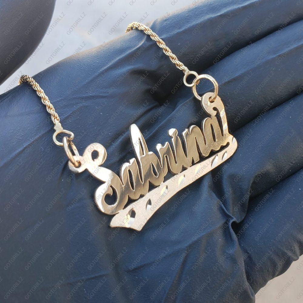 Gold name pendant